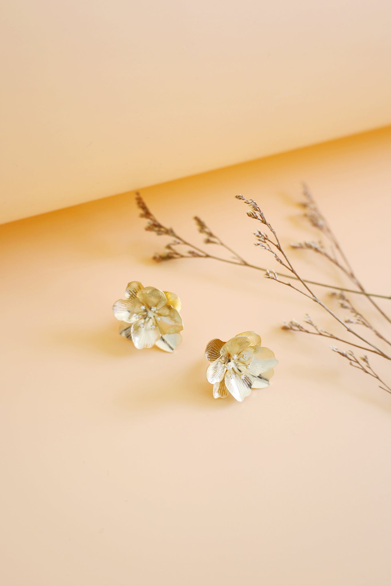 Golden Flower Post Earrings