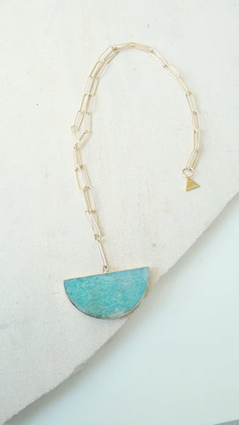 Half Moonstone Paperclip Chain Necklace
