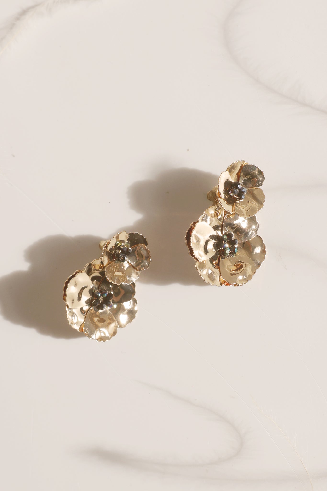 Poppy Front Back Earrings - Gold