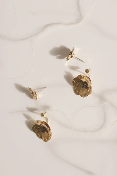 Poppy Front Back Earrings - Gold