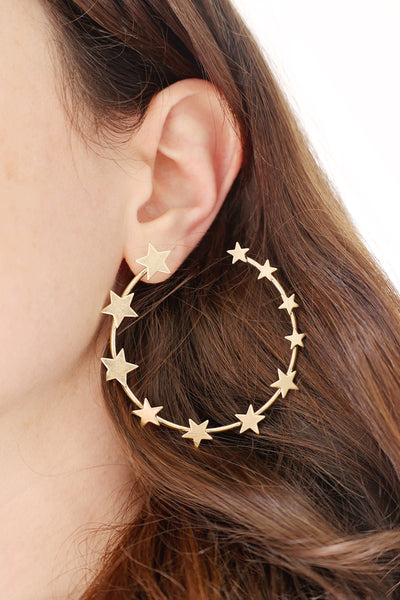 Star Hoop Gold Earrings