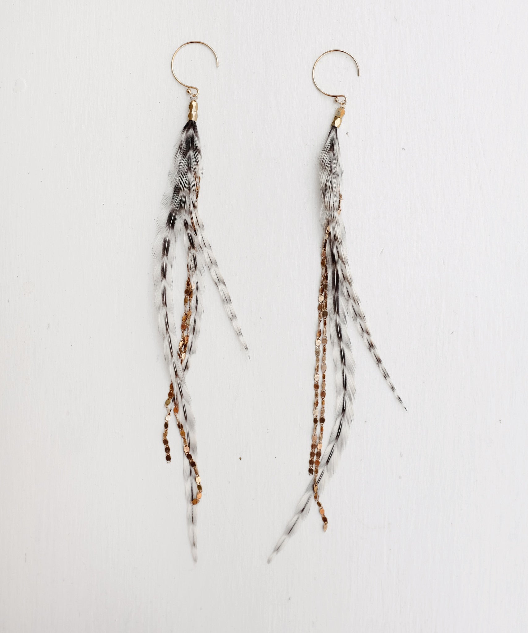 Glistening Long Feather Earrings