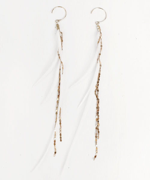 Glistening Long Feather Earrings