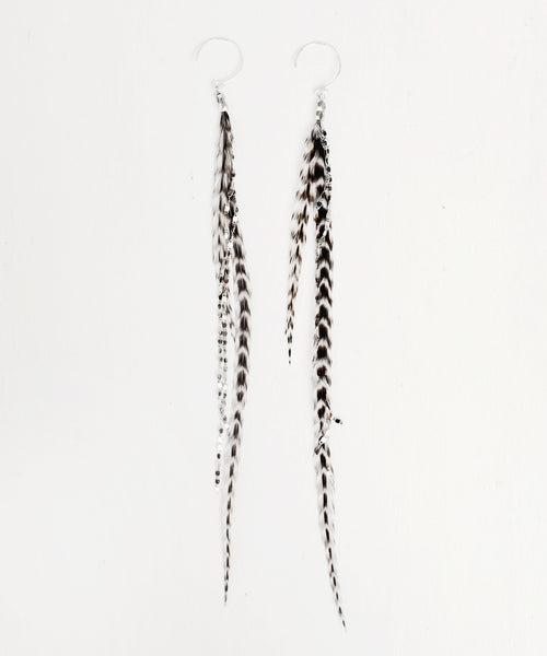 Glistening Long Feather Earrings