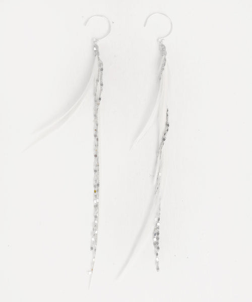 Glistening Long Feather Earrings