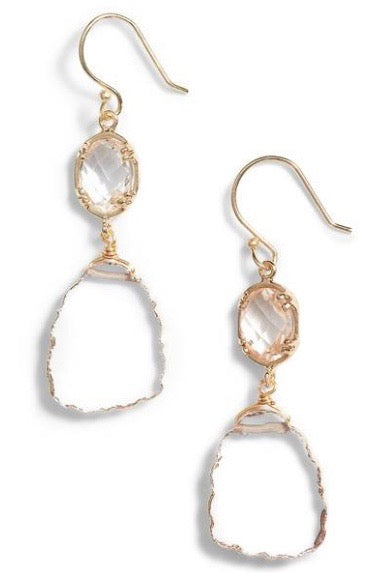 Sliced Double Drop Earrings - Clear