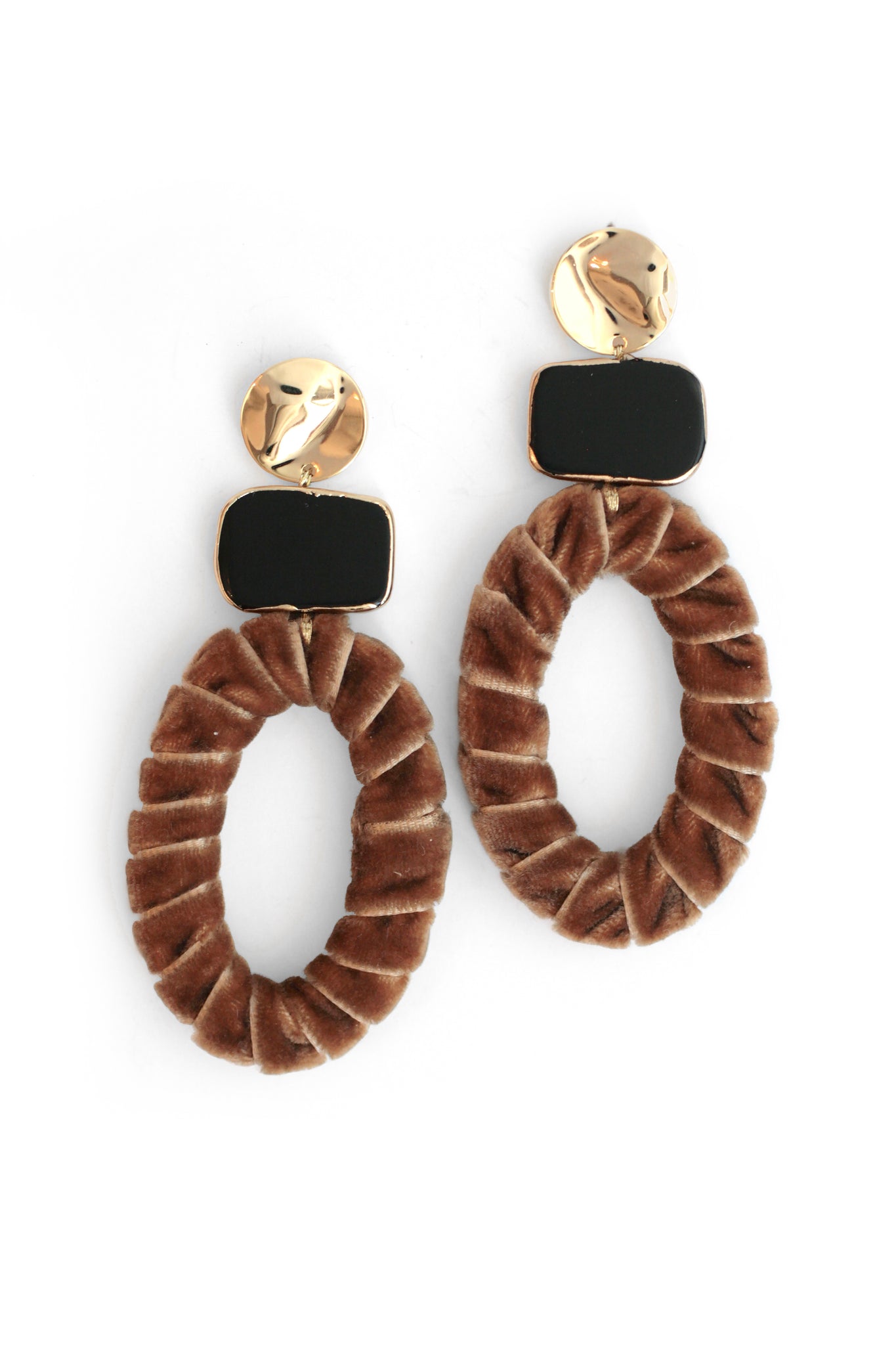 Velvet Drop Earrings - Brown