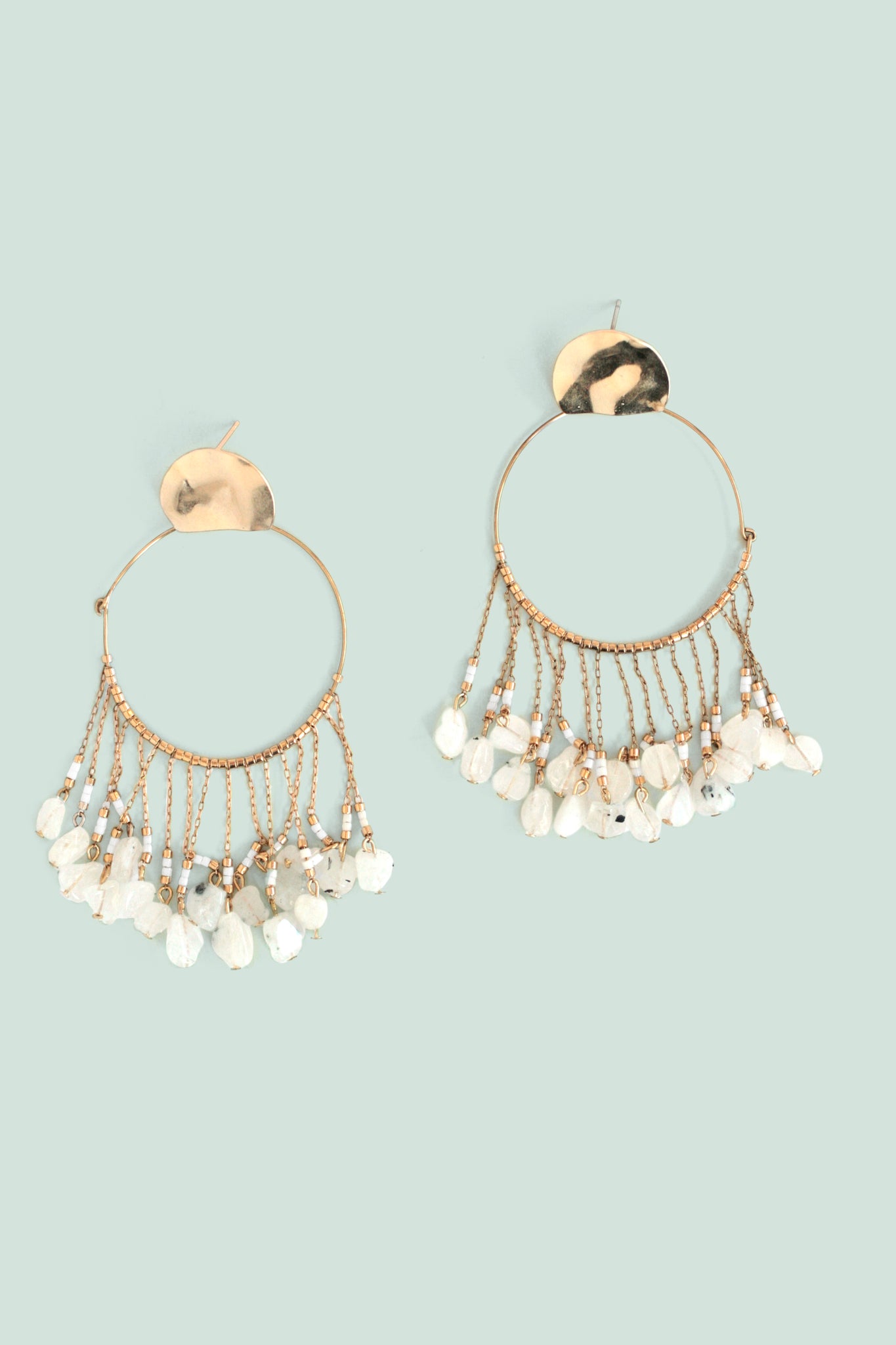 Chandelier Hoop Earrings - White