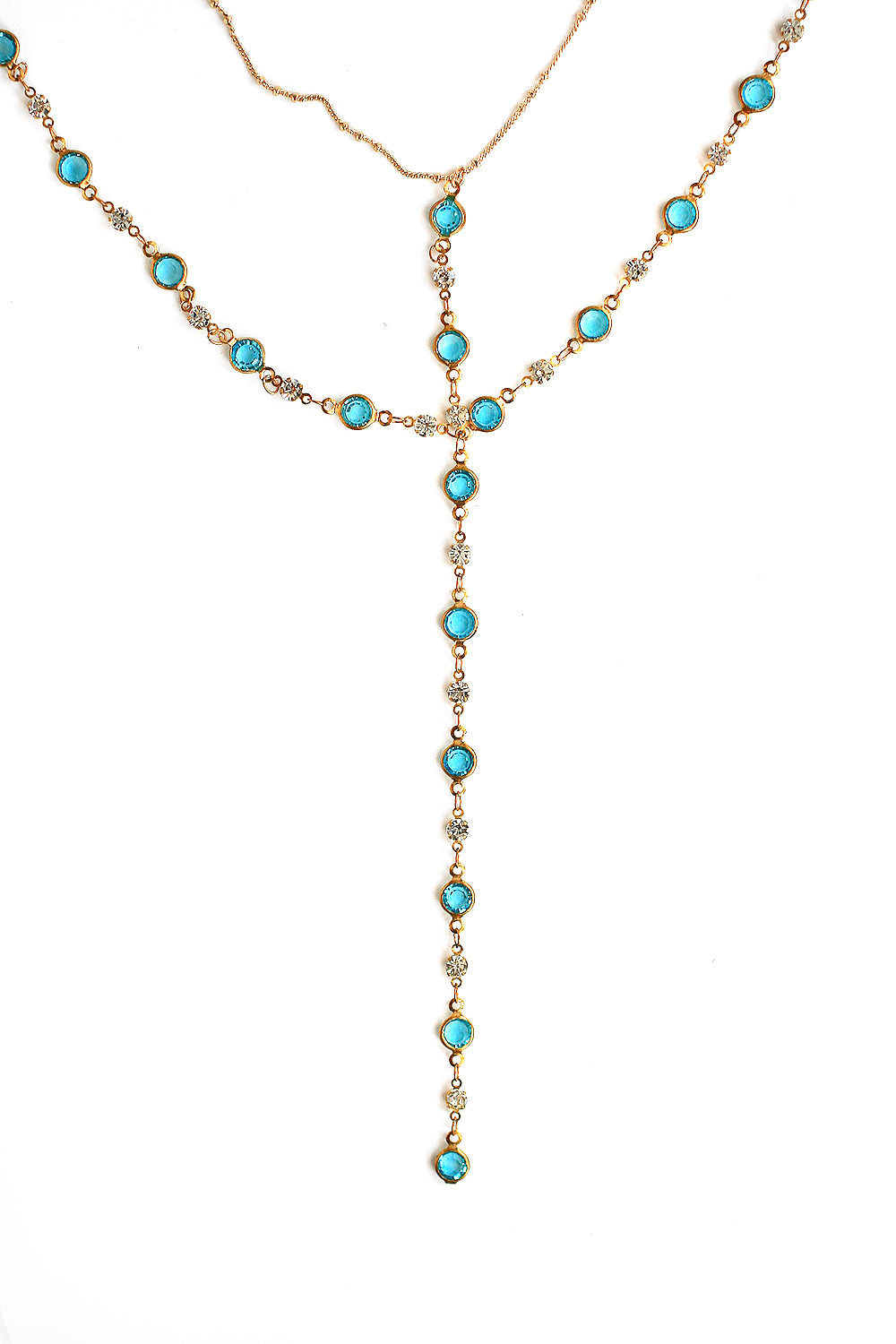 Double Y Necklace - Blue